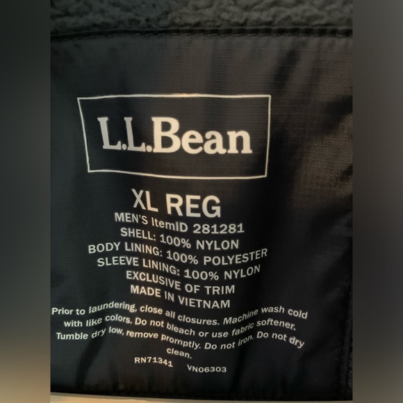 LL Bean Men's Jacket Lightweight Fleece-lined Full Zip Nylon Blue XL - Picture 3 of 5